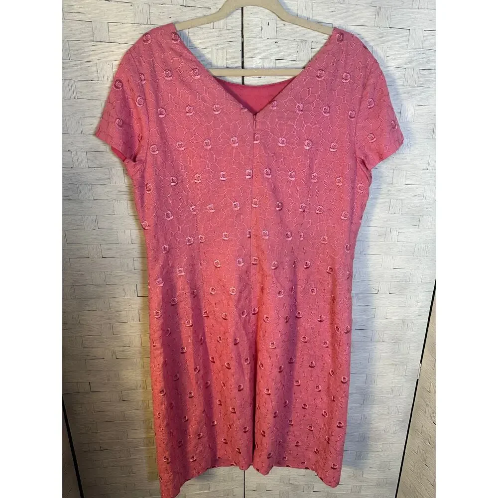 Talbots women’s sheath dress pink embroidered eyelet floral feminine romantic - Picture 2 of 11